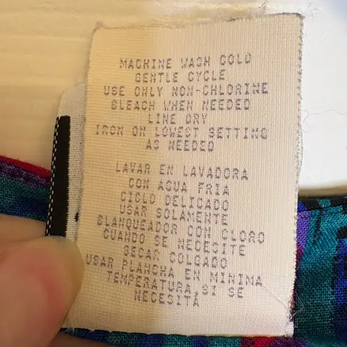 Vintage 80s Special Effects Abstract Artsy Blouse 18 Bold Jewel Tone Statement Blue