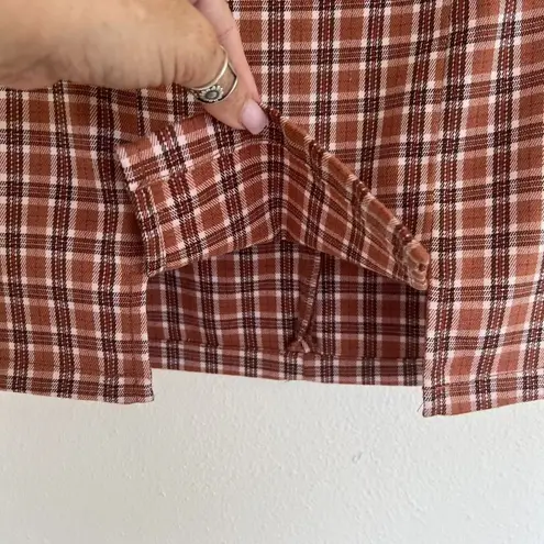 Aeropostale  Plaid Mini Skirt SMALL Preppy split Pencil Flannel Brown