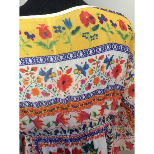 Plus Size 1X Womens Kaftan boho V Neck floral Midi vaca beach Speed control NY