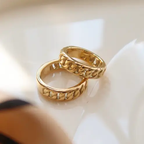 18K Gold Plated Minimalistic Curb Cuban Chain Link Ring