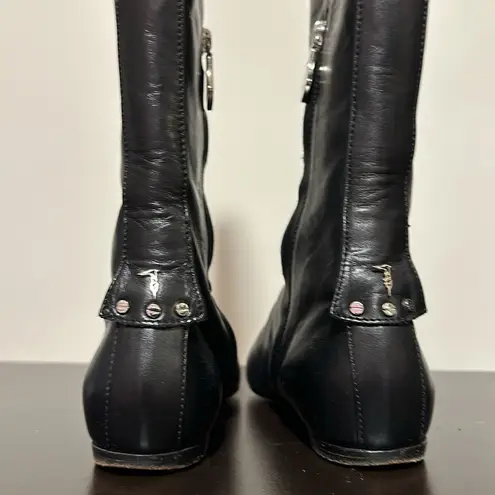 Trussardi Italy equestrian riding black leather boot Size 6