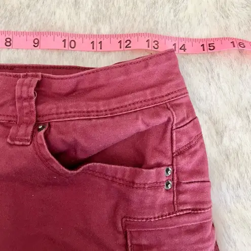 Ymi Wanna Betta Butt Maroon Burgundy Twill Butt Lift Short Shorts Size 7