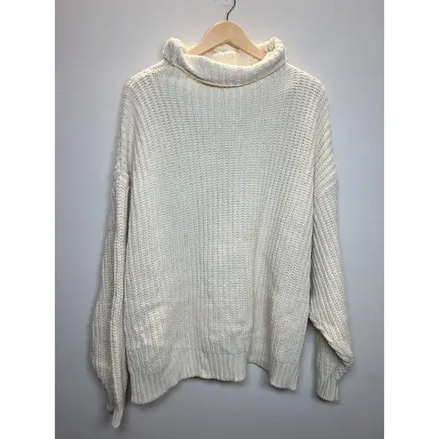 Free People  Women's OB674770 Size S Cream Swim Too Deep Turtleneck Sweater NWT