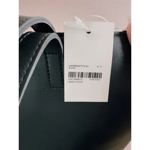 Woven Tote Bag Black Faux Leather Top Handle Bag Everyday Purse