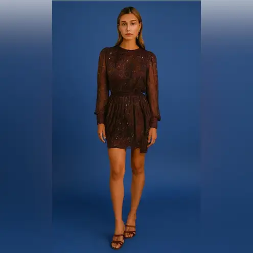 80s Art Deco 100% SIlk Chiffon with Heat Set Palliettes Dress 10 Pink