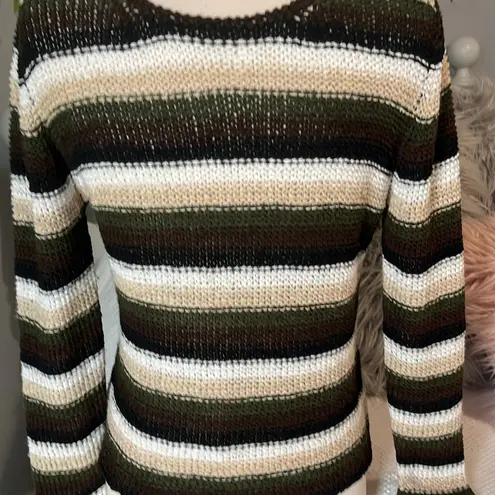 Karen Kane  Lifestyle Petites Medium Sweater Womens Pullover Striped Crochet