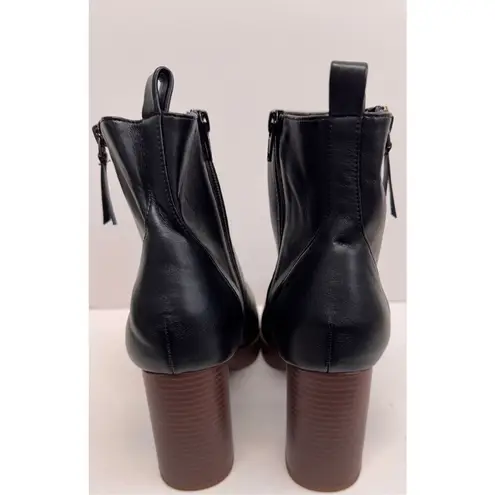 White Mountain Ankle Boots Size 9.5 Black Square Toe Block Heel Side Zip NEW