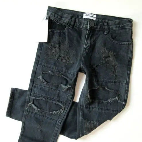 One Teaspoon NWT  Awesome Baggies in Fox Black Destroyed Straight Jeans 26