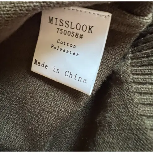 Misslook Womens Cardigan Sweater Size M Brown Fair Isle Button Up Long Sleeve Size M