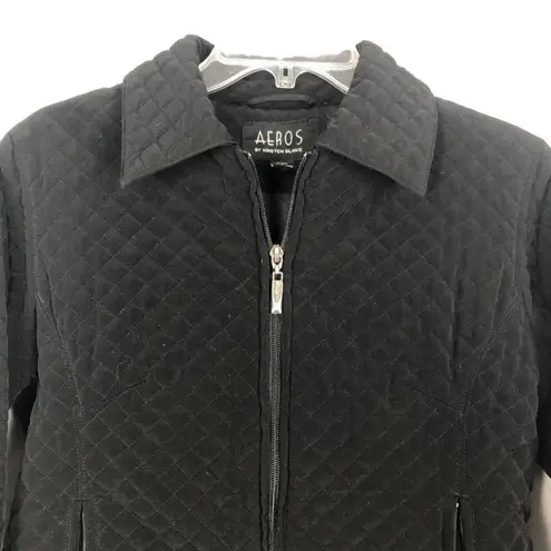 AEROS Women's Quilted Black Full Zip Jacket Size PS