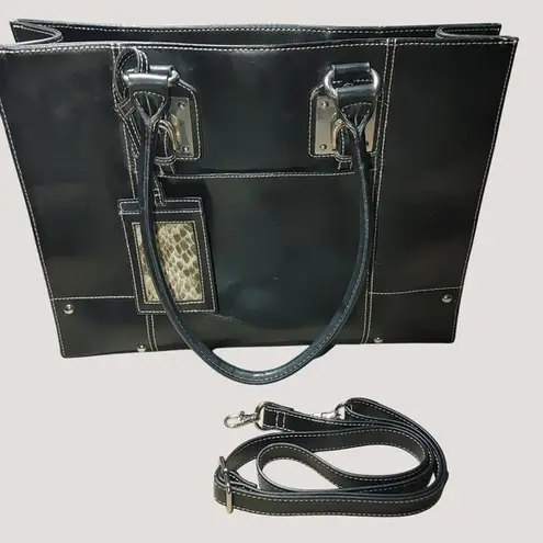 wilson's leather Laptop Tote Bag Black Snake Print Set Adjustable Strap Accessori