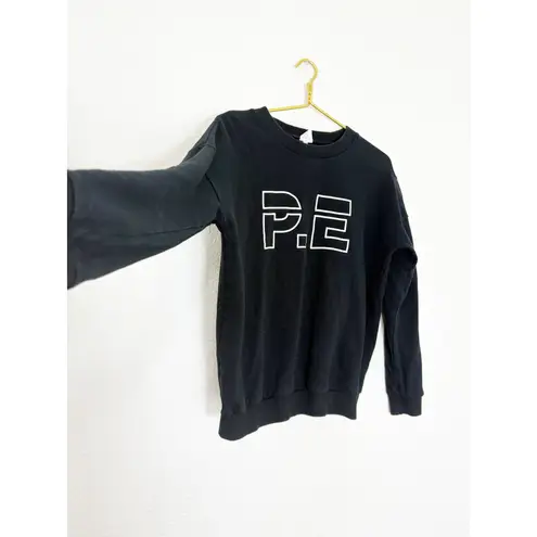 P.E. Nation Heads Up Sweatshirt Size XS Black Oversized Logo Pullover Crewneck