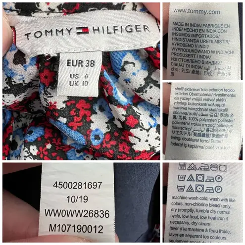 Tommy Hilfiger Long Sleeve V-Neck Blouse Floral Print Size 6