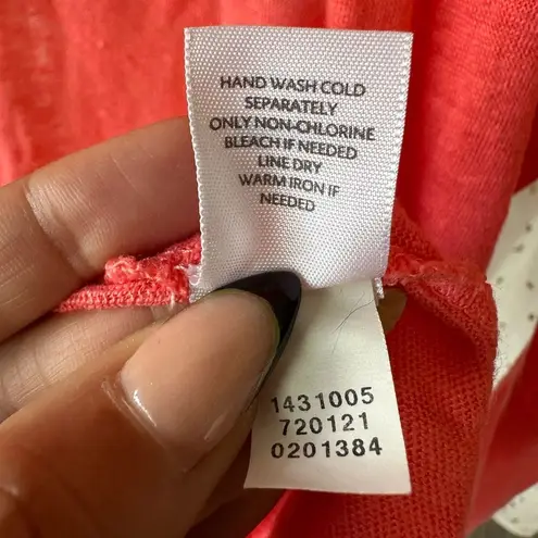 J. Jill Love 100% Linen Tangerine Sheer Lightweight Lagenlook Open Cardigan M Orange Size M