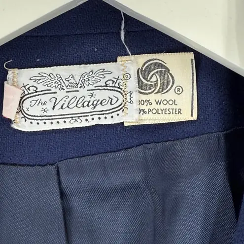 The Villager Navy Blazer Gold Button Wool Blend Women's Size 12 Read Blue