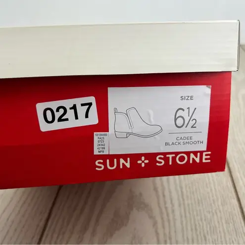 Sun + Stone Women's Cadee Ankle Booties 6.5 Black Faux Leather $50