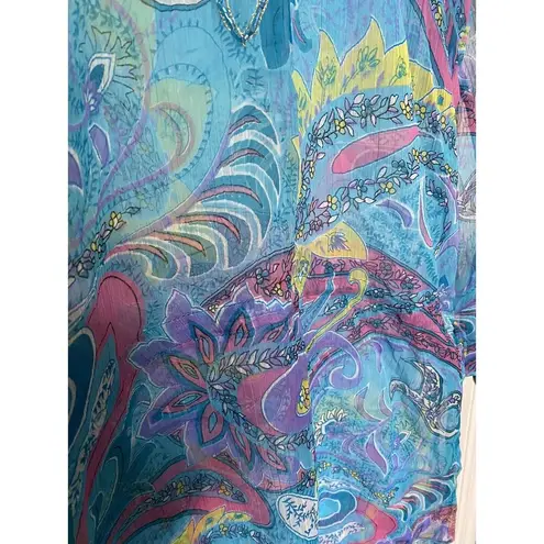 Resort Boho Cleopatra Beach Cover Up Vibrant Semi Sheer Small NWT Swimwear Blue