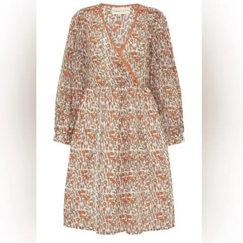 Daughters of India NEW Binita Mini Dress Apricot Color Size Large Orange White