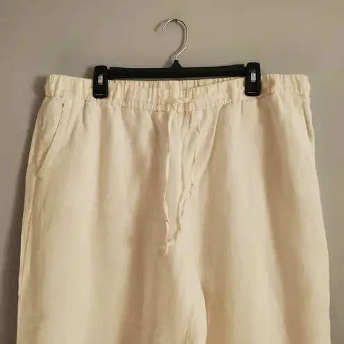 Charter Club White 100% Linen Wide Leg Drawstring Pants XL