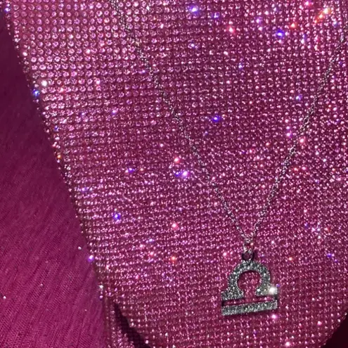 Boutique NEW Bling Libra Sterling Silver 925 Necklace Zodiac Sign Horoscope Astrology Goth Egirl