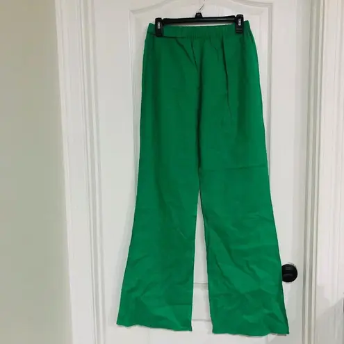 Commense Women's Oversized Linen Tied Two Piece Pants Set Green Size Small NWT - Image 10