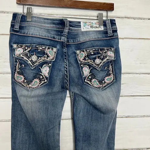 GRACE IN LA Jeans Straight Cropped Embellished Size 27