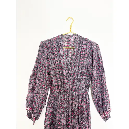 Anthropologie NAT by Natalie Martin Nico Wrap Duster Dress Floral Maxi Medium Purple