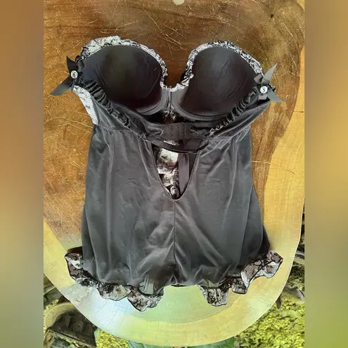 Frederick's of Hollywood FREDERICK’S OF HOLLYWOOD Black Babydoll Teddy Camisole Lingerie Top Medium EUC