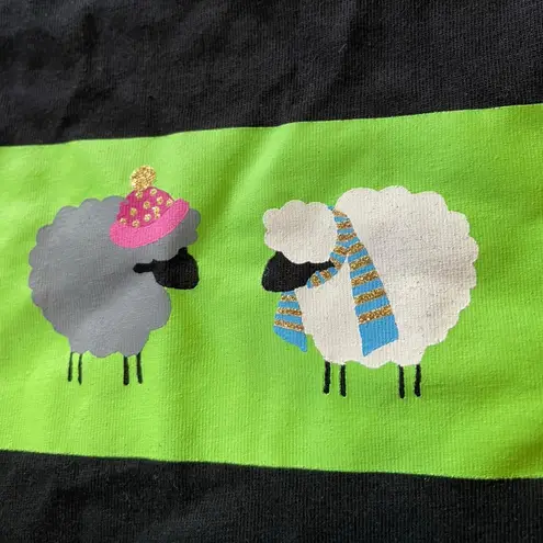 kim rogers Intimate Black Green Glitter Holiday Winter Sheep Sleep Tank Top Cami