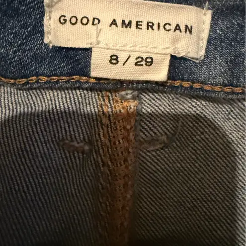 Good American Good American Good Legs Crop Distressed Indigo Wash Jeans Sz 8 / 29