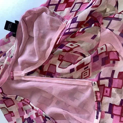 Willi Smith Y2K Silk Midi Slip Skirt 12P | Retro Groovy Geometric Pink Fairycore