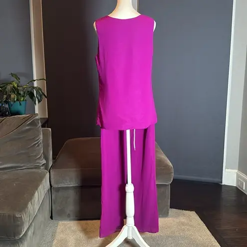 Women’s Chiffon 3 Piece Party Formal Mother of the Bride Pants Suit Size 6 NWOT Purple