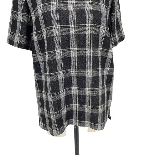Proenza Schouler Black Plaid Short Sleeve Structured Top Size US 6