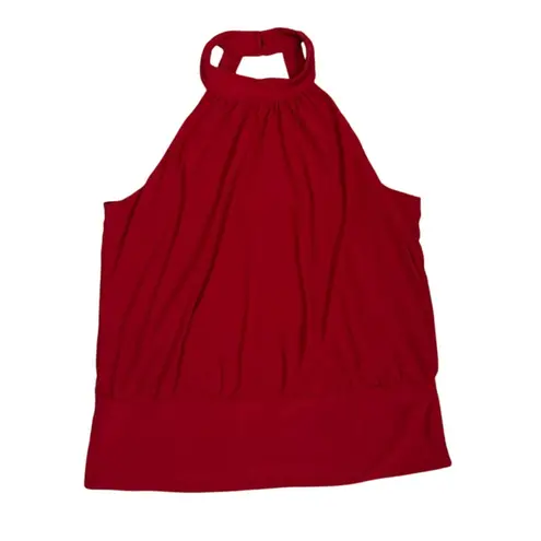 Boston Proper Festive Halter Mock Neck Sleeveless Red Feminine Blouse Size Large