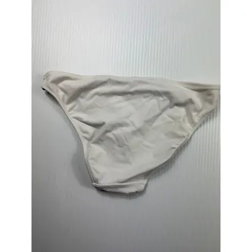 Victoria's Secret  White Bikini‎ Bottoms Silver Trim Swimwear Medium
