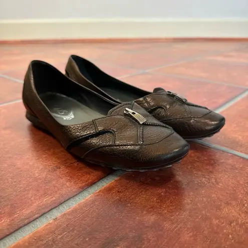 Tod's Leather Imaginative Zipper Loafers Size 7.5