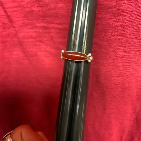 Elegant Vintage Sterling Silver and Red Gemstone Ring