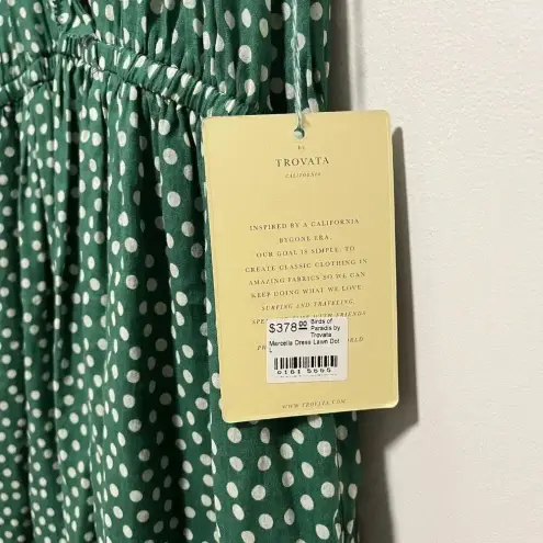 Trovata Birds of Paradis NWT Green Marcella Lawn Dot Dress Size Large