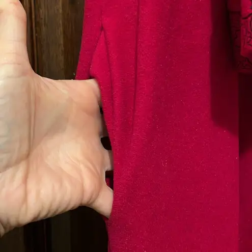 Vintage Vanity Fair Red Embroidered Long Sleeve House Dress Size XXL