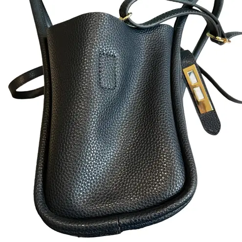 TMRW Studio Navy Mini Pebbled Leather Tote