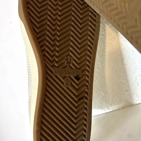 Rothy’s The Lace up Sneaker Womens Size 8 Vanilla Blue Woven Discontinued HTF White