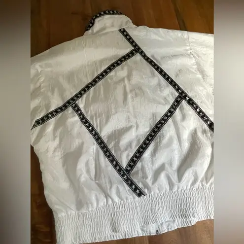 Lavon Vintage Windbreaker Zip Jacket Womens 90s Black White Silver Stars Size M