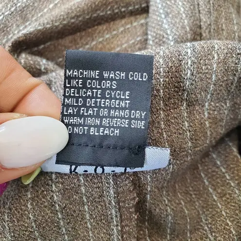 R.Q.T Striped Cuffed Ankle Pants Suit 8 Brown