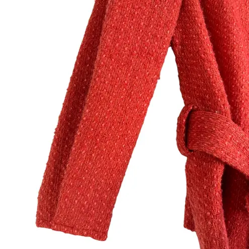 Marie Oliver Jonna Wool Coat Orange Red Tweed Tie Jacket Cropped XS X-Small