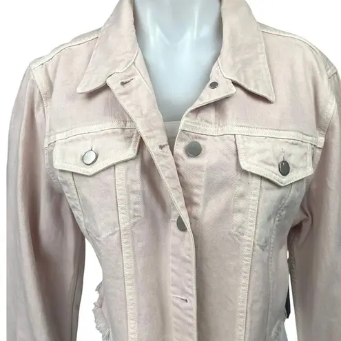NEW J. Brand Cyra Light Pink Long Sleeve Button Down Cropped Denim Jean Jacket M Size M