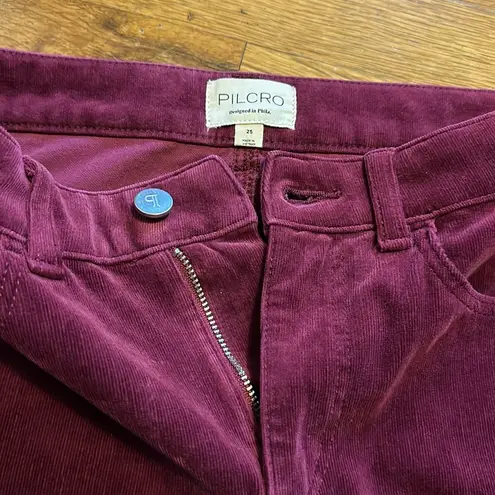 Pilcro Anthropologie Women 25 New Skinny Maroon Purple High-rise Cords Pants