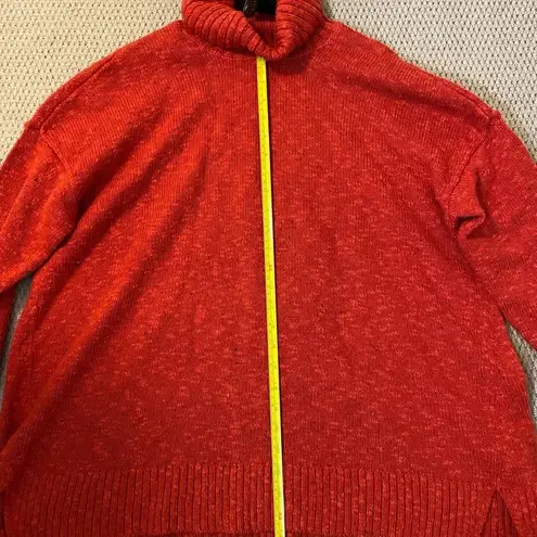 NWT JJill baggy cable knit turtleneck sweater size medium. Orange / chili Red
