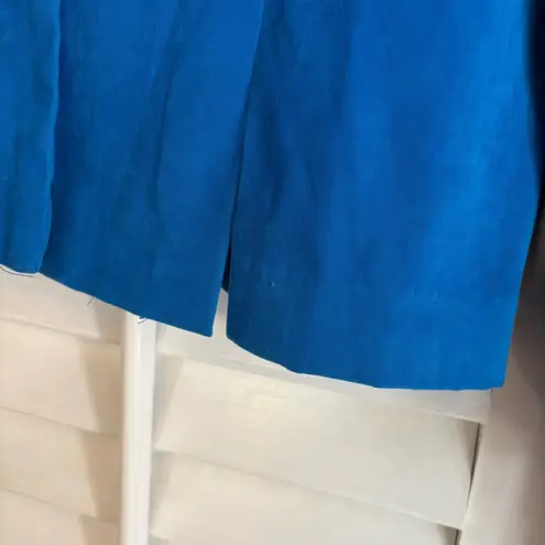 Leslie Fay Blue Two Piece Suede Skirt Set Size 14P
