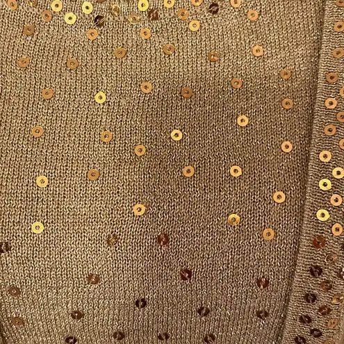 Elementz tan and gold cardigan with attached camisole size small - Image 2