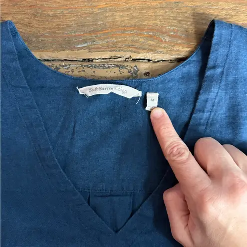 Soft Surroundings Milano 100% Linen Bell Sleeve Dress ~ Size Medium 💚🍄